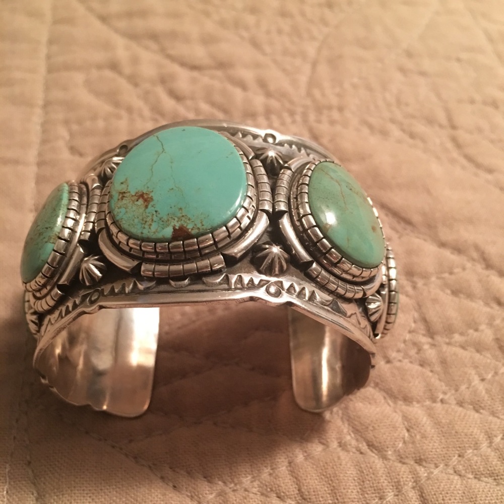 Authentic Navajo Turquoise/Silver cuff Bracelet.